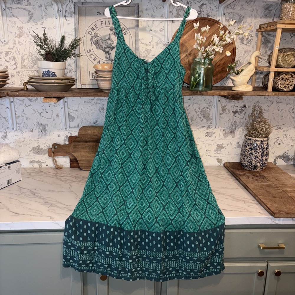 Women's Bohemian Soft Airy Flowy Festival Green Dress Size L Coastal Cowgirl